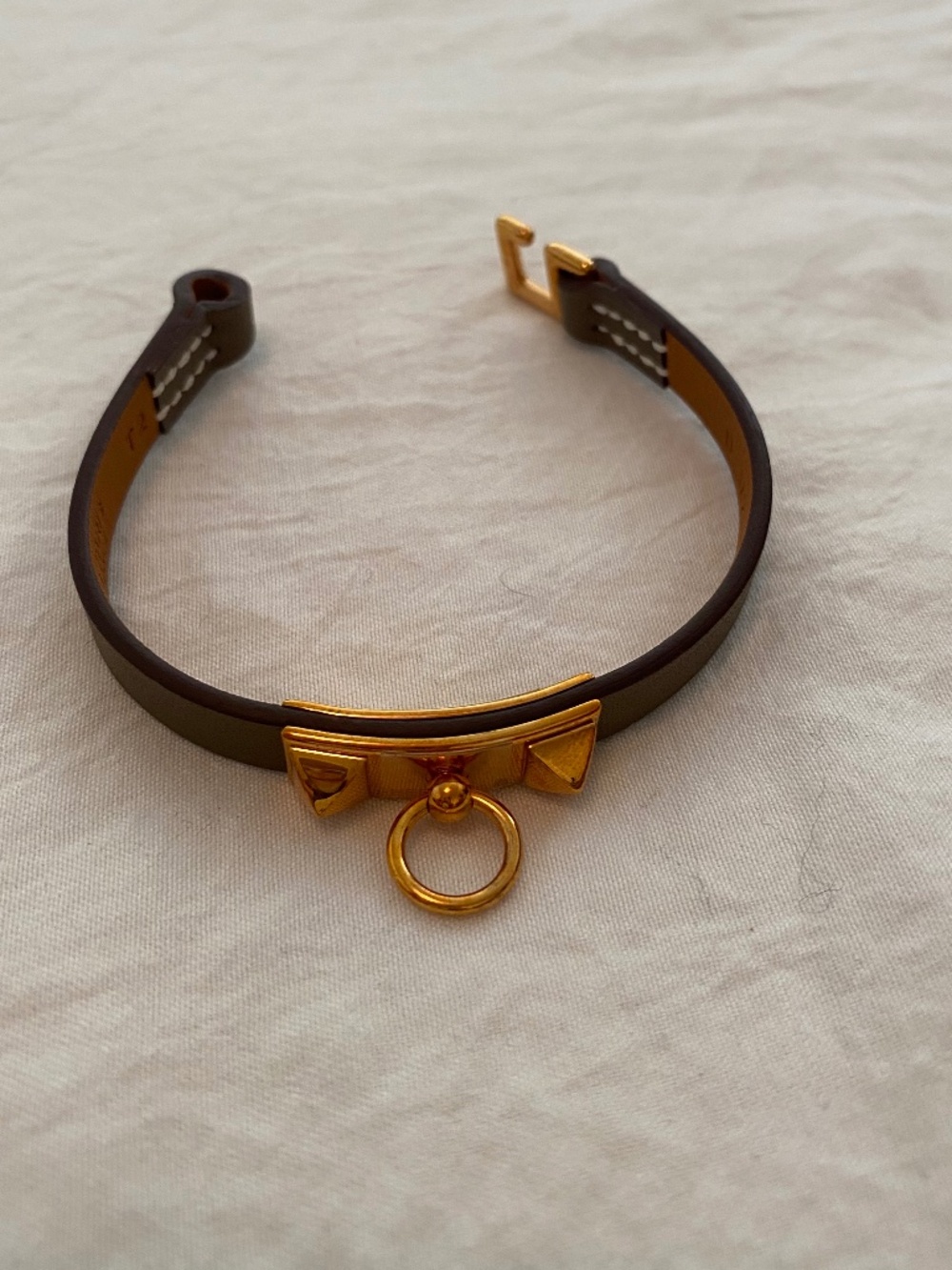 Hermès Mini Rivale Bracelet in Brown Leather Size T2 (Fits 5.7-6.1” Wrists)